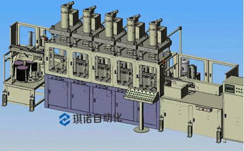 四工位轉(zhuǎn)盤上料機+五工位油壓機連桿機械手